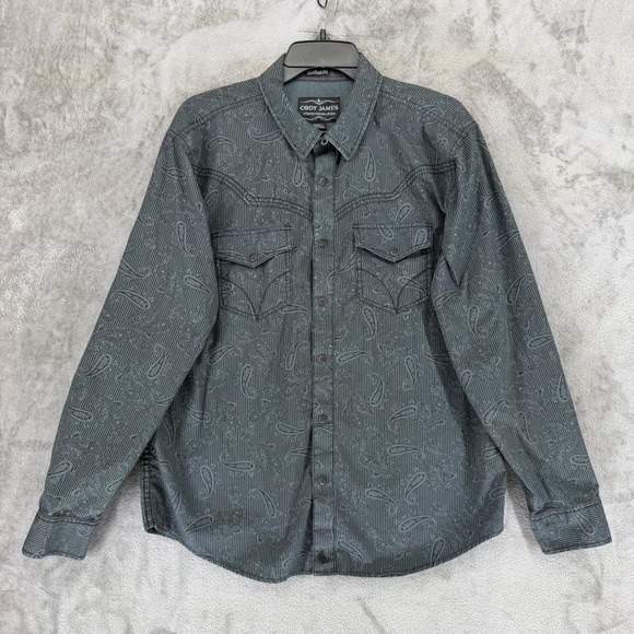 Cody James Other - Cody James Shirt Mens Large CMH16W9 Regular Fit Grey Paisley Western EUC